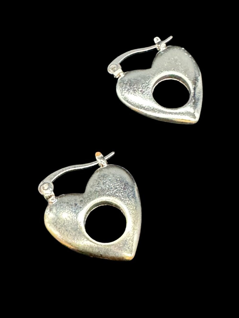 Silver Tone Pierced Earrings Heart Shaped *read*